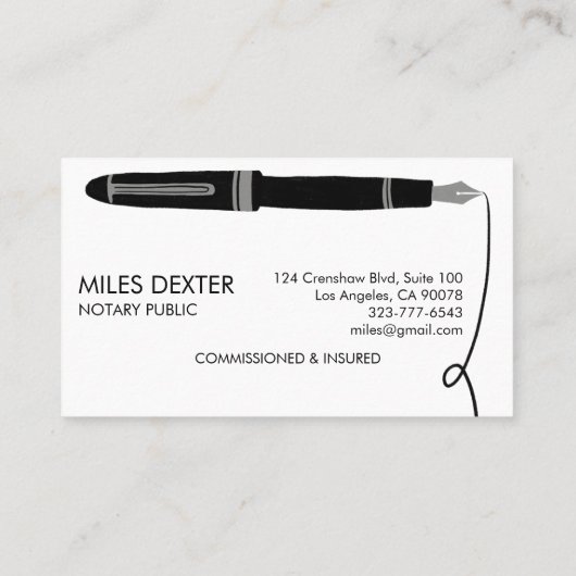 Berufliche Fontäne Pen Logo Signatur Notar öffentl Visitenkarte (Rückseite)