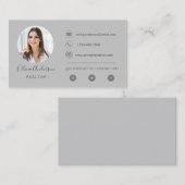 Berufliche Foto Grau Silber-Visitenkarte Visitenkarte (Vorne/Hinten)