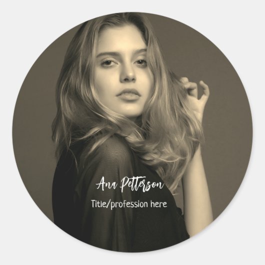 berufliche Foto QR-Website E-Mail sozial modern Runder Aufkleber (Vorderseite)