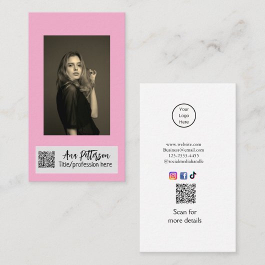 berufliche Foto QR-Website E-Mail sozial modern Visitenkarte (Vorne/Hinten)