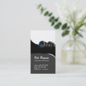 Berufliche Fotograf-Schwarz-Kamera Visitenkarte (Stehend Vorderseite)