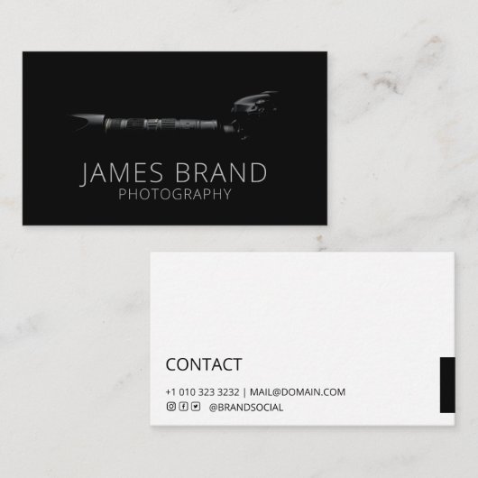 Berufliche Fotografie-Kamera Schwarz Visitenkarte (Vorne/Hinten)