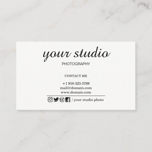 Berufliche Fotografie Visitenkarte (Rückseite)