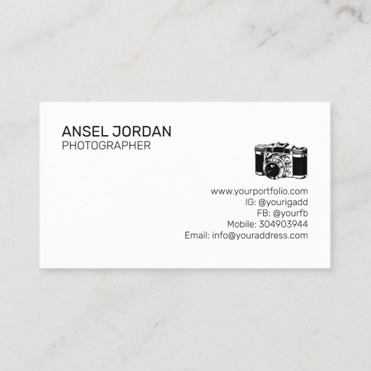 Berufliche Fotografie Visitenkarte (Rückseite)