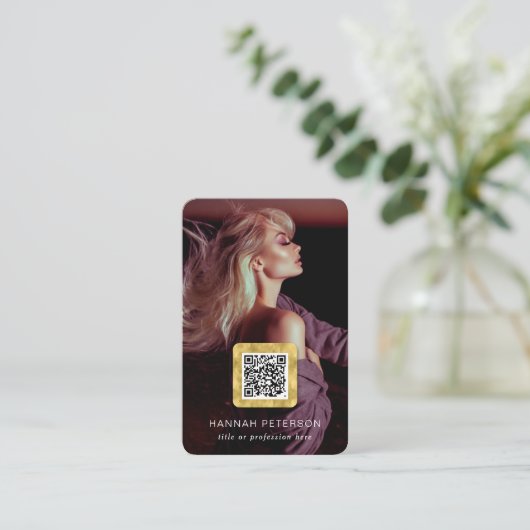 Berufliche Fotos QR-Code Modernes, stilvolles Gold Visitenkarte (Stehend Vorderseite)