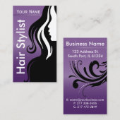 Berufliche Frauensalon Hair Stylist | Lila Visitenkarte (Vorne/Hinten)