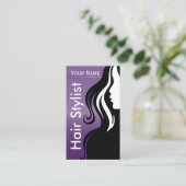 Berufliche Frauensalon Hair Stylist | Lila Visitenkarte (Stehend Vorderseite)