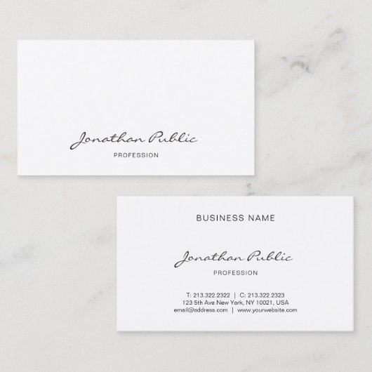 Berufliche Freehand Script Elegante Moderner Chic Visitenkarte (Vorne/Hinten)