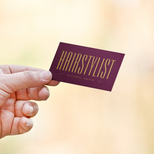 Berufliche Friseurin Burgund und Gold Visitenkarte