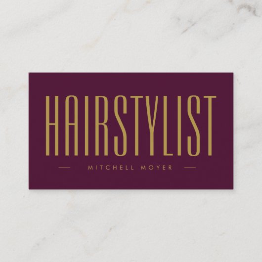 Berufliche Friseurin Burgund und Gold Visitenkarte (Vorderseite)