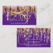Berufliche Friseurschere Gold Lila Visitenkarte (Vorne/Hinten)