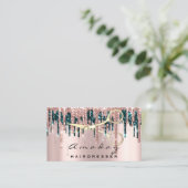 Berufliche Friseurschere Rose Aquamarin Gold Visitenkarte (Stehend Vorderseite)