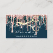 Berufliche Friseurschere Rose Blue Gold Visitenkarte (Vorderseite)