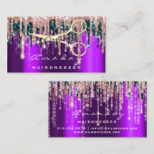 Berufliche Friseurschere Rose Lila Visitenkarte (Vorne/Hinten)