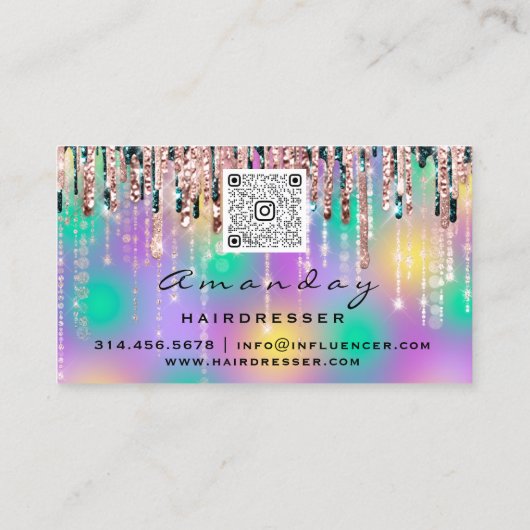 Berufliche Friseurschere Rose QR CODE Visitenkarte (Rückseite)