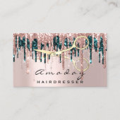 Berufliche Friseurschere Rose Tropfen Gold Visitenkarte (Vorderseite)
