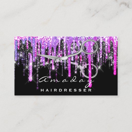 Berufliche Friseurschere Silver Hot Pink Visitenkarte (Vorderseite)
