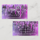 Berufliche Friseurschere Silver Tropfen Pink Visitenkarte (Vorne/Hinten)