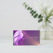 Berufliche Girl-Face-Silhouette Lila Visitenkarte (Stehend Vorderseite)