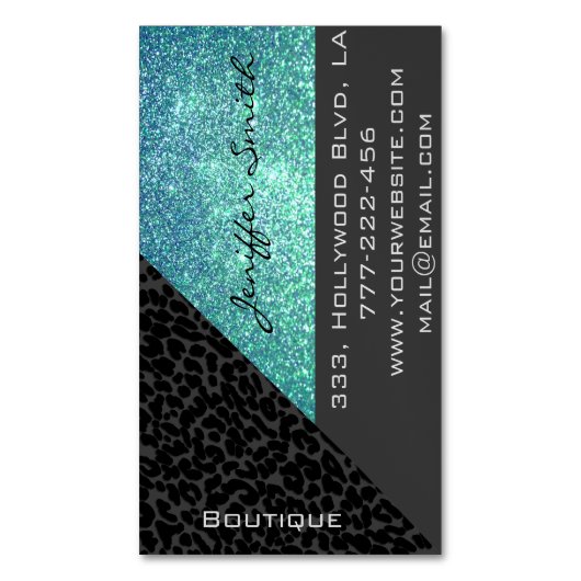 Berufliche glamouröse Leopardenglanz Magnetische Visitenkarte (Vorderseite Vertikal)