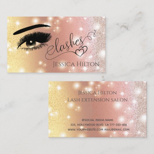 Berufliche glamouröse, moderne glänzende Lashes Visitenkarte (Vorne/Hinten)