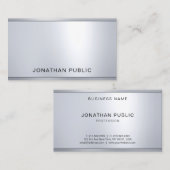 Berufliche glamouröse Silber Metallic Look Chic Visitenkarte (Vorne/Hinten)