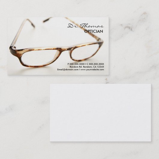 Berufliche Gläser Optiker-Geschäftskarten Visitenkarte (Vorne/Hinten)