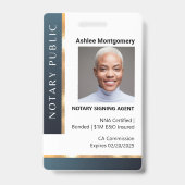 Berufliche Gold Gray Notary Signing Agent ID Ausweis (Front)