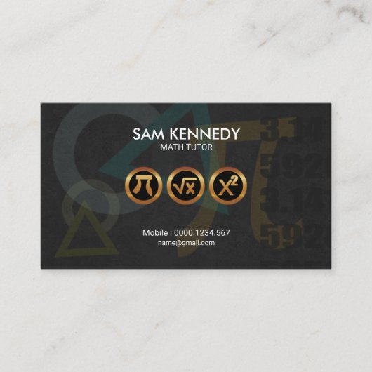 Berufliche Gold Mathe Symbole - Math Tutor Visitenkarte (Vorderseite)
