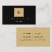 Berufliche Goldbüros und Schwarze Monogramme Visitenkarte (Vorne/Hinten)