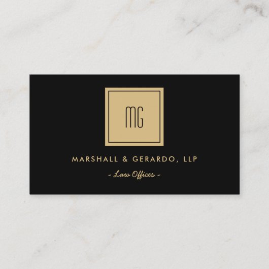 Berufliche Goldbüros und Schwarze Monogramme Visitenkarte (Vorderseite)