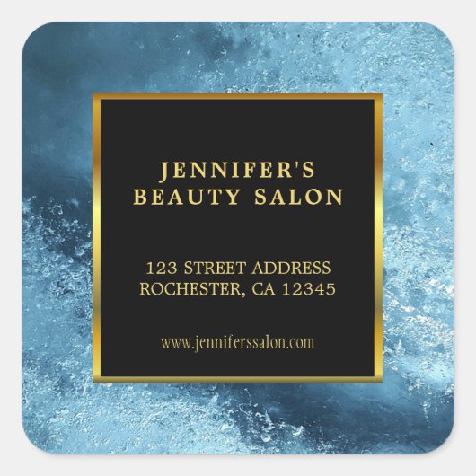 Berufliche Goldmedaille, blaues Eis Rücksendeadres Quadratischer Aufkleber (Vorderseite)