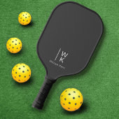 Berufliche graue Monogramm-Initialen + Name Pickleball Schläger