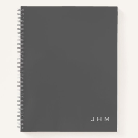 Berufliche graue Monogramm-Initialen Notizblock (Vorderseite)