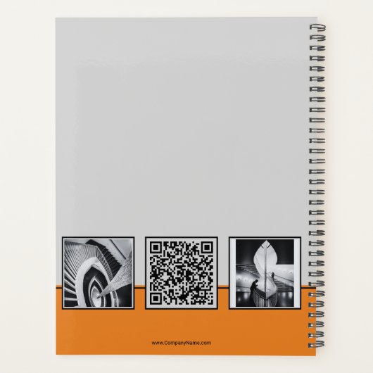 Berufliche Graue, Schwarz und Orange Collage Busin Planer (Rückseite)