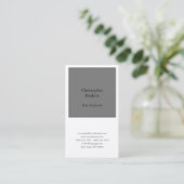 Berufliche, graue und weiße Schlichte Premiumseide Visitenkarte (Stehend Vorderseite)