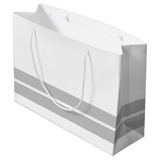 Berufliche graue Unterkante Streifen auf weißem Gr Große Geschenktüte (Rückseite Schrägansicht)