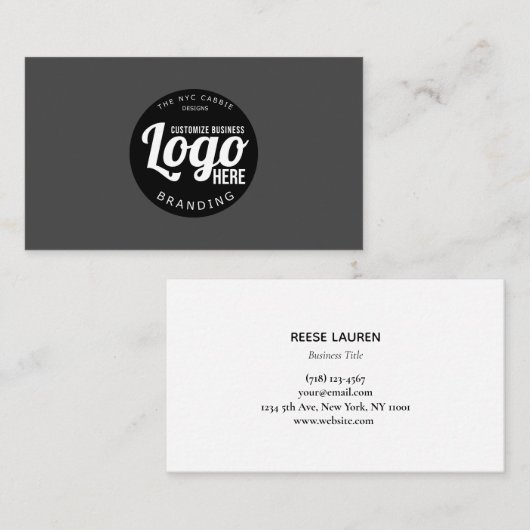 Berufliche graue Visitenkarte mit Logo (Vorne/Hinten)