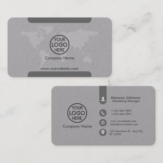 Berufliche graue Visitenkarte mit Logo (Vorne/Hinten)