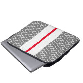 Berufliche graue Waves Red White Racing Stripes Laptopschutzhülle (Vorne Knopf)