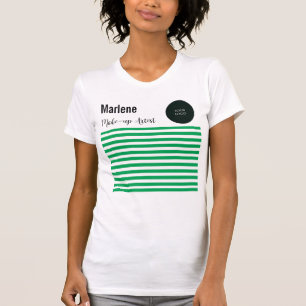 Berufliche, grüne und weiße Streifen mit Logo T-Shirt