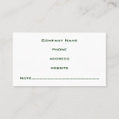 Berufliche grüne Visitenkarte (Rückseite)