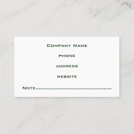 Berufliche grüne Visitenkarte (Rückseite)