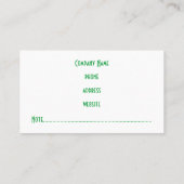 Berufliche, grüne Visitenkarte (Rückseite)