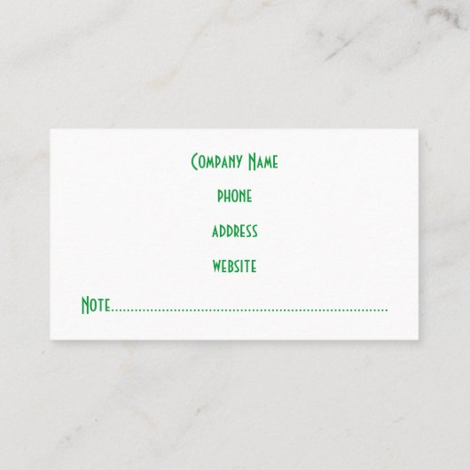 Berufliche, grüne Visitenkarte (Rückseite)