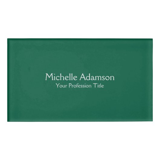 Berufliche Grünfarbe Schlicht Namenschild (Vorderseite)