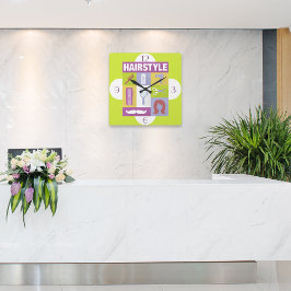Berufliche Haarstylistin Iconic entworfen Quadratische Wanduhr