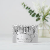 Berufliche Haarstylistin Silbergraue Schere Visitenkarte (Stehend Vorderseite)