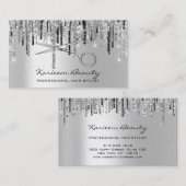 Berufliche Haarstylistin Silver Tropfens Schere Visitenkarte (Vorne/Hinten)