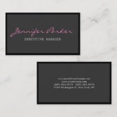 Berufliche Handschrifts-graues rosa stilvolles Visitenkarte (Vorne/Hinten)